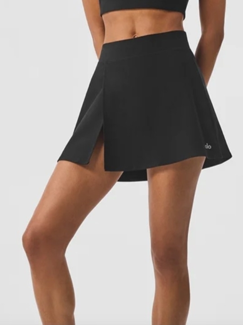 ALO Yoga Black Athletic Skort with Side Slit - Picture 1 of 7